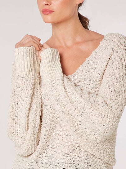 Popcorn Knit Batwing Jumper