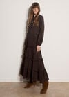 Ruffle Tiered Maxi Skirt, Brown, large