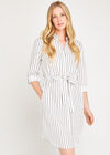 Cream Vertical Stripe Shirt Dress, Cream, large