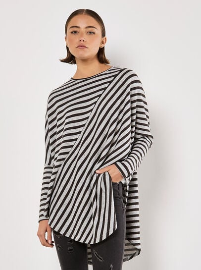 Asymmetric Stripe Jersey Top