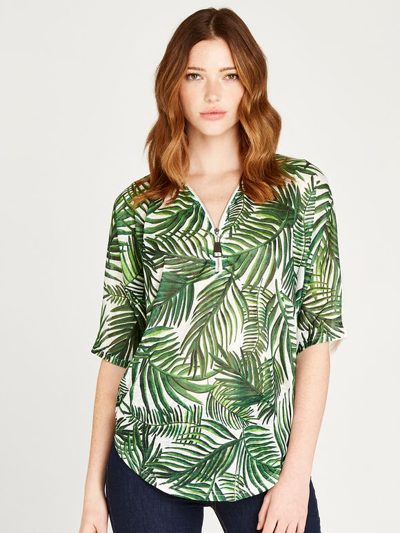 Big Zipper Sub Oversized T-Shirt, Green, large