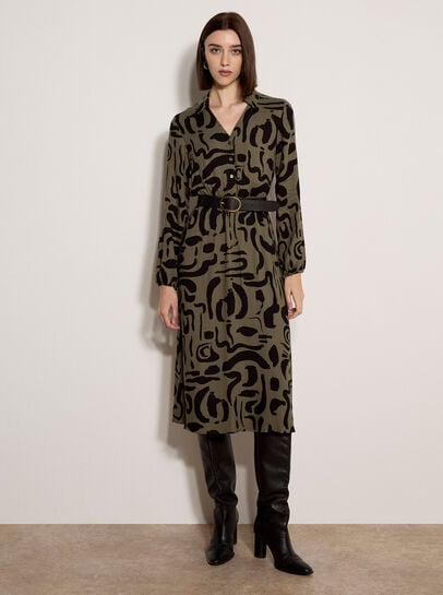 Abstract Brushstroke Midi Dress