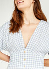 Gingham Button Midi Dress, Blue, large