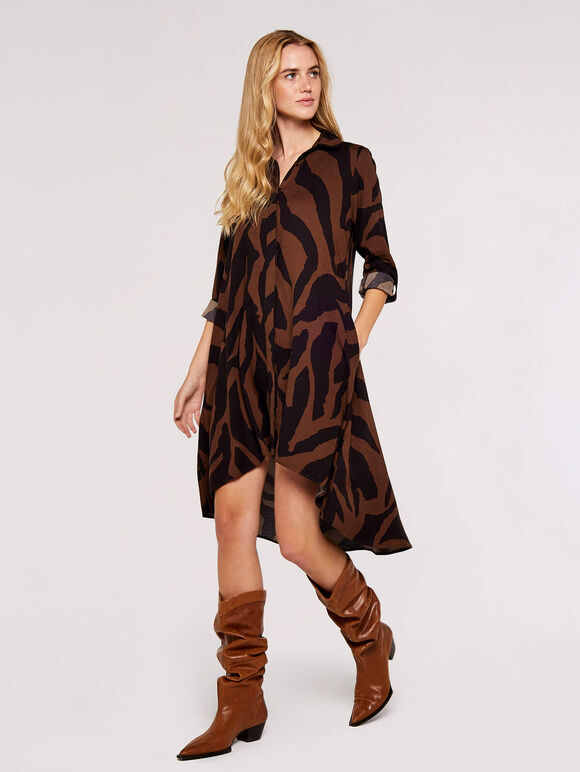 Zebra Oversized Dress, Brown, large