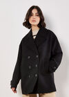 Tailored Double-Breasted Peacoat, Black, large
