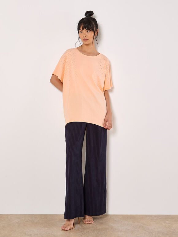 Sparkle Stud Oversized T-Shirt, Peach, large