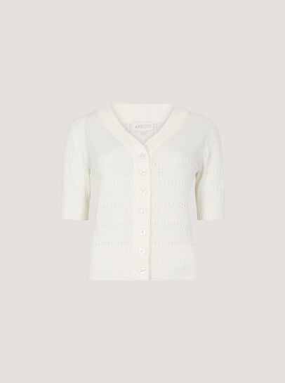 Stripe Pointelle Knit Cardigan