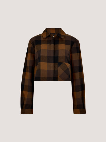 Check Print Cropped Shirt