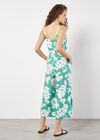 Floral Silhouette Wide-Leg Jumpsuit, Aqua - Turquoise, large