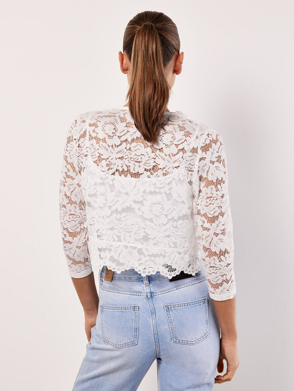 Cropped Lace Bolero, Cream, large