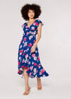 Floral Wrap Midi Dress, Blue, large