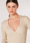 Ribbed Wrap Crop Top, Stone, large