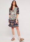Floral Border Dress, Cream, large