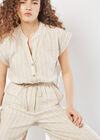 Stripe Woven Palazzo Jumpsuit, Stone, large