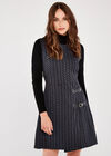 Herringbone 2 Buckle Wrap Dress, Black, large