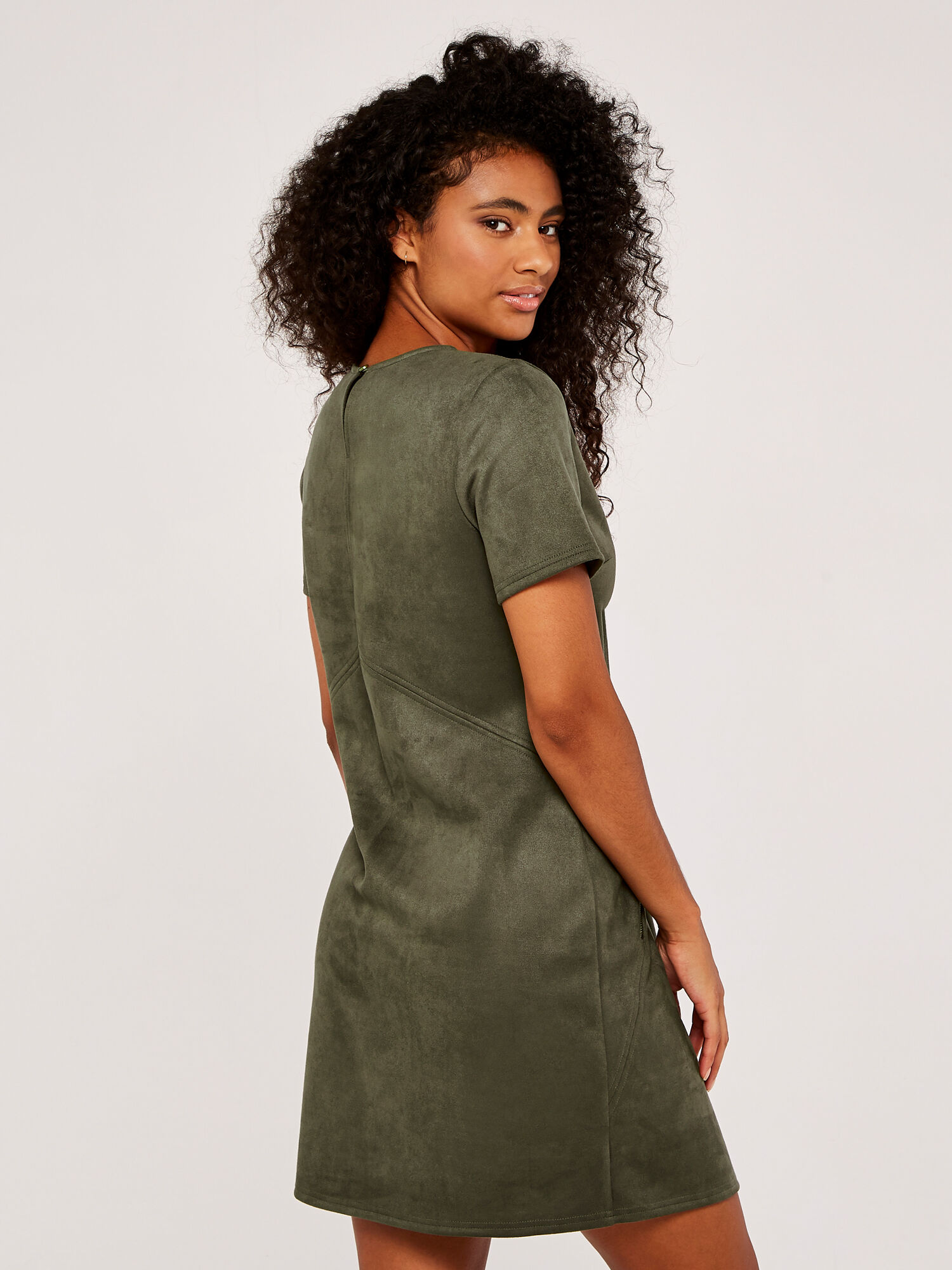 Khaki suede dress sales