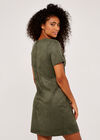 Suedette Shift Mini Dress, Khaki, large