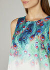 Cream Peacock Print Vest Top, Cream, large