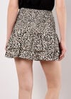 Animal Print Smocked Ruffle Mini Skort, Cream, large