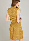 Yellow Floral Pleated Dress, Mustard, large
