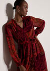 Patchwork Paisley Chiffon Maxi Dress, Burgundy, large