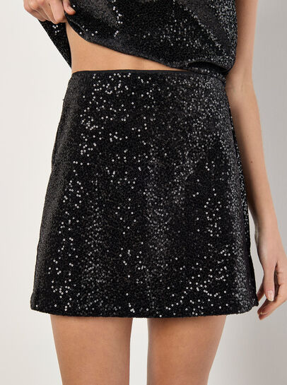 Velvet Sequin A-Line Mini Skirt