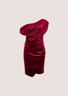 One-Shoulder Velvet Bodycon Mini Dress, Red, large