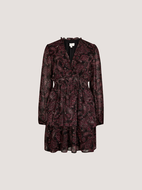 Batik Paisley Mini Dress, Burgundy, large