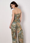 Bandeau Leaf Wide Leg Jumpsuit, Khaki, large