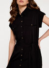 Utility Shirt Midi Dress , Black, large
