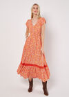 Ditsy Floral Maxi Dress, Orange, large