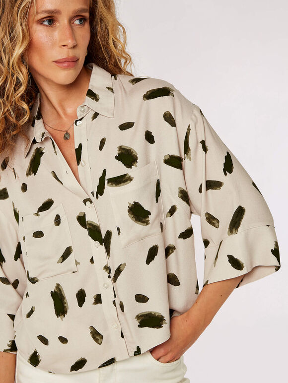 Paint Stroke Boxy Shirt, Stone, large