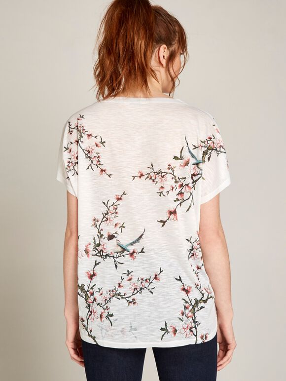 Pink Blossom Branches Curve Hem Top, Pink, large