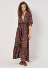 Foil Floral Paisley Satin Maxi Dress, Black, large