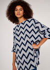 Chevron Stripe Batwing Top, Grey, large