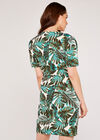 Tropical Leaf Wrap Dress, Green, large