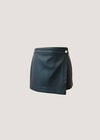Faux Leather Wrap Mini Skort, Black, large