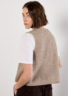 Scallop Edge Waffle Knit Waistcoat, Brown, large