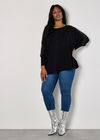 Curve Rhinestone Embellished Batwing Jumper, Black, large