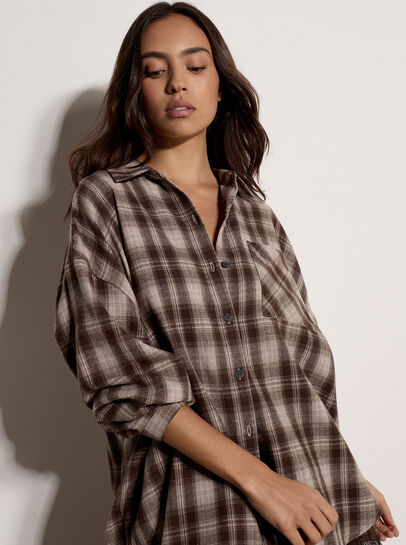 Check Print Oversized Shirt