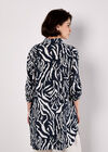 Zebra Print Oversized Shirt, Navy, large