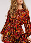 Swirl Flute  Mini Dress, Brown, large
