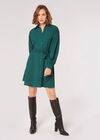 Volume Sleeve Shirt Mini Dress, Green, large