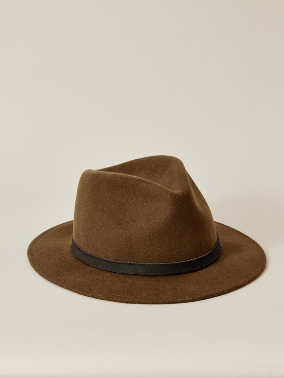 Wool Fedora, Brown, large