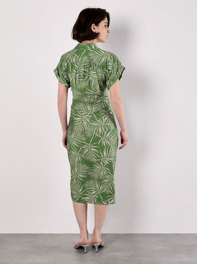 Palm Leaf Shirt Midi Dress