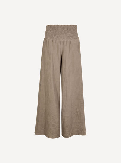 Textured Cotton Wide-Leg Trousers
