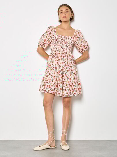 Floral Cotton Poplin Mini Dress