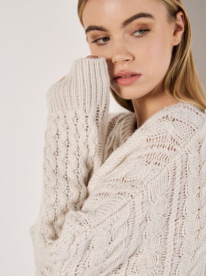 Oversized Cable Knit Jumper Mini Dress