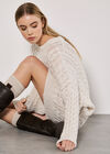 Oversized Cable Knit Jumper Mini Dress, Cream, large
