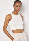 Racer Knitted Crop Top, White, large